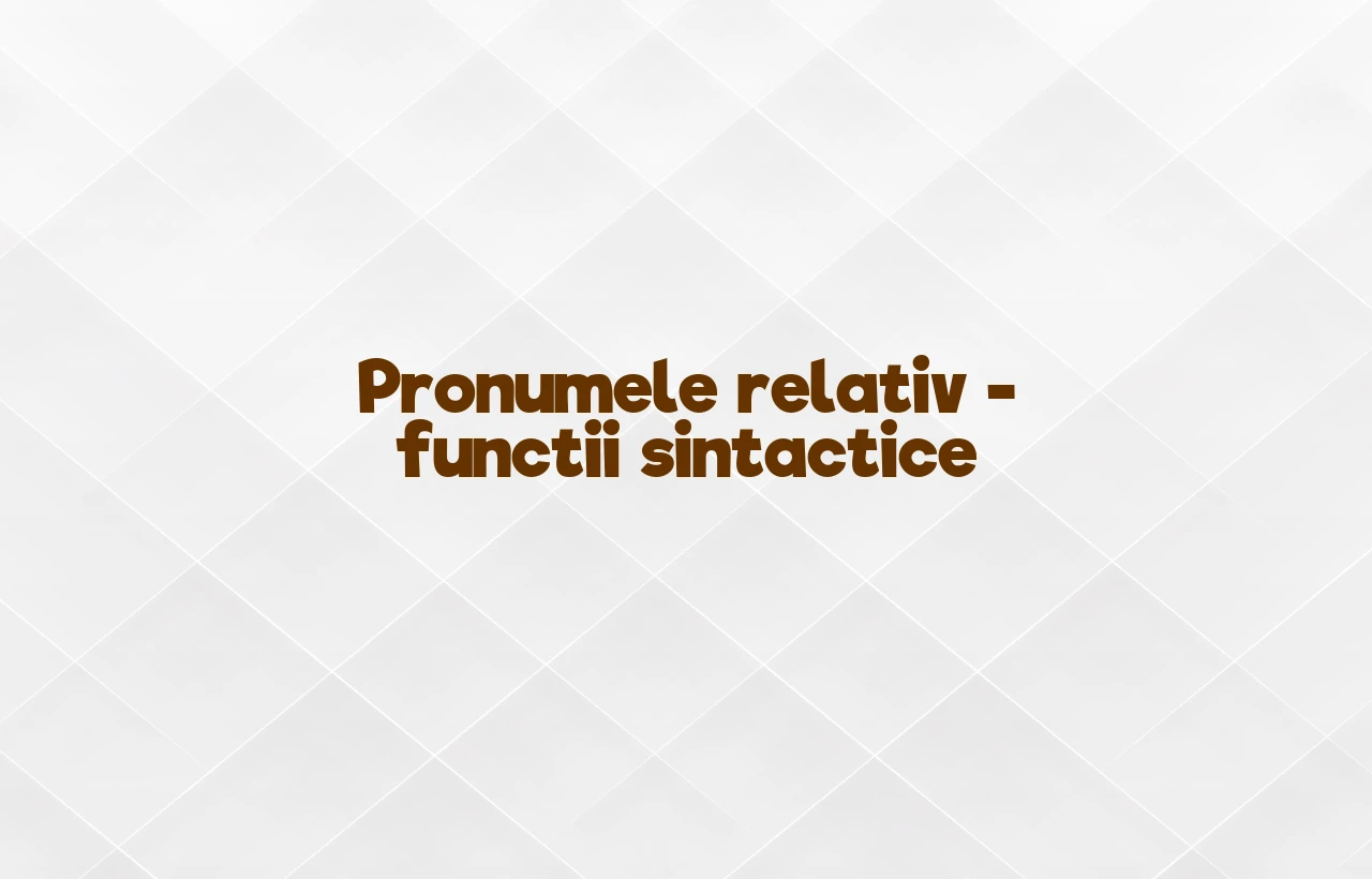 pronumele relativ functii sintactice